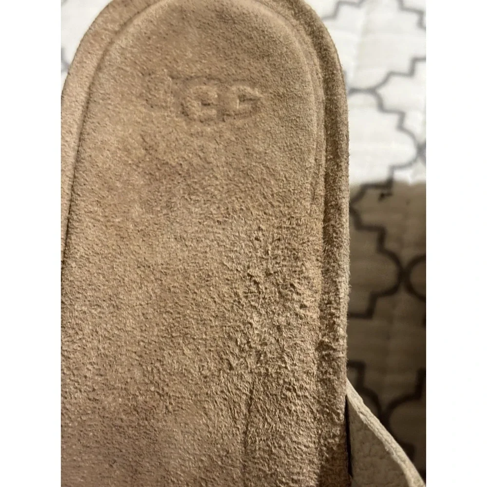 UGG Wedge Sandals Womens 8‎ Tan Leather Braided Metallic Cork Excellent Strappy